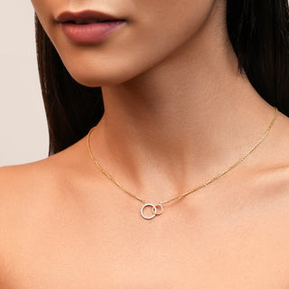 Connected Circles Diamond Chain Necklace-Yellow Gold