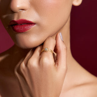 Aurora Halo Mesh Diamond Ring-Yellow Gold