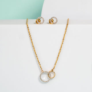 Connected Circles Diamond Chain Necklace-Rose Gold