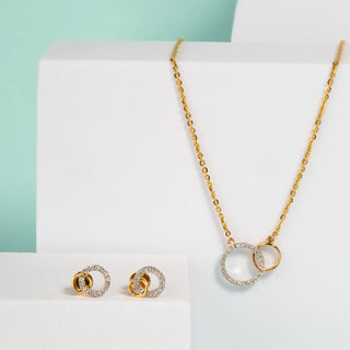Connected Circles Diamond Earrings-Rose Gold
