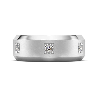 Brushed Diamond Band-White Gold