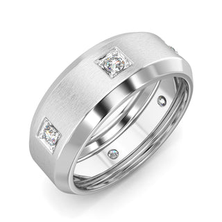 Brushed Diamond Band-White Gold