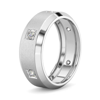 Brushed Diamond Band-White Gold