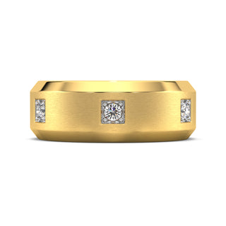 Brushed Diamond Band-Yellow Gold