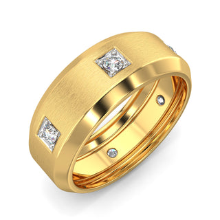 Brushed Diamond Band-Yellow Gold
