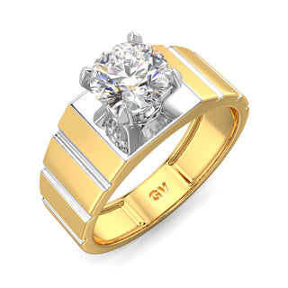 Royal Solitaire Diamond Band for Men-Yellow Gold
