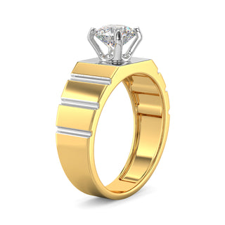 Royal Solitaire Diamond Band for Men-Yellow Gold