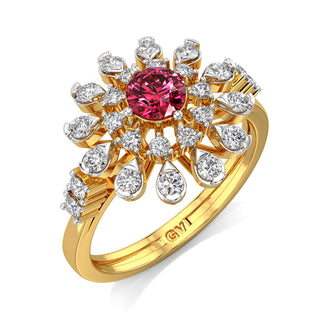 Mystic Flora Red Gemstone Ring