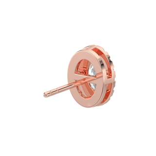 Oval Halo Solitaire Studs-Rose Gold