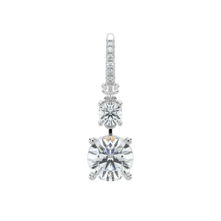 Round LGD Solitaire Drop Earrings-White Gold