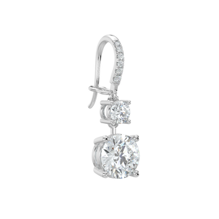 Round LGD Solitaire Drop Earrings-White Gold
