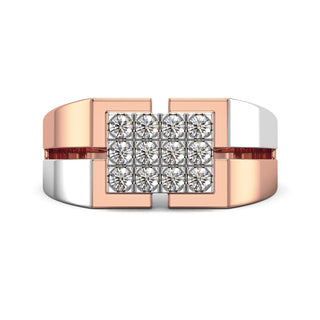 Luminous Dual Tone Diamond Ring for Men-Rose Gold