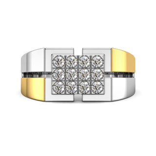 Luminous Dual Tone Diamond Ring for Men-White Gold