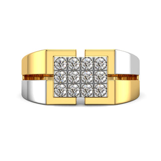 Luminous Dual Tone Diamond Ring for Men-Yellow Gold