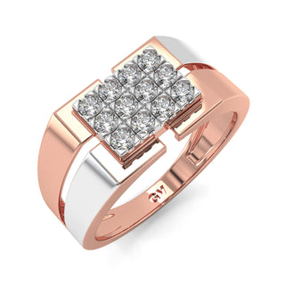 Luminous Dual Tone Diamond Ring for Men-Rose Gold
