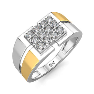 Luminous Dual Tone Diamond Ring for Men-White Gold