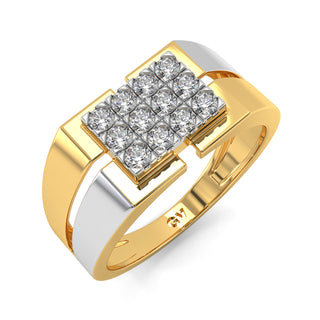 Luminous Dual Tone Diamond Ring for Men-Yellow Gold