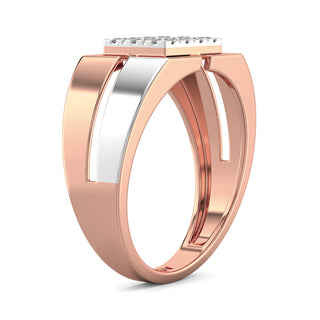 Luminous Dual Tone Diamond Ring for Men-Rose Gold