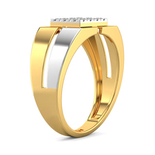 Luminous Dual Tone Diamond Ring for Men-Yellow Gold