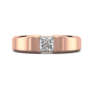 Princess Cut Diamond Solitaire Band for Men-Rose Gold