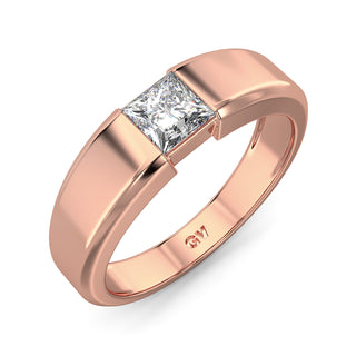 Princess Cut Diamond Solitaire Band for Men-Rose Gold