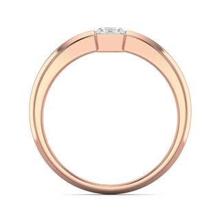 Princess Cut Diamond Solitaire Band for Men-Rose Gold