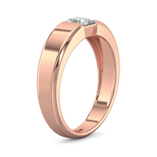 Princess Cut Diamond Solitaire Band for Men-Rose Gold