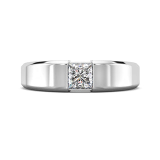 Princess Cut Diamond Solitaire Band for Men-White Gold