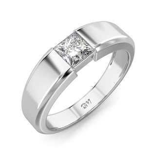 Princess Cut Diamond Solitaire Band for Men-White Gold