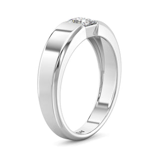 Princess Cut Diamond Solitaire Band for Men-White Gold
