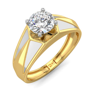 Arctic Diamond Solitaire Ring for Men-Yellow Gold