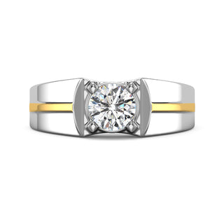 Crownfire Diamond Solitaire Band for Men-White Gold