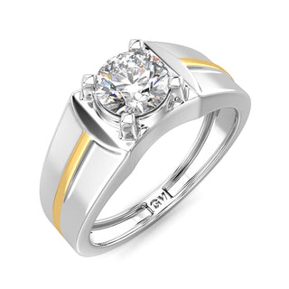 Crownfire Diamond Solitaire Band for Men-White Gold