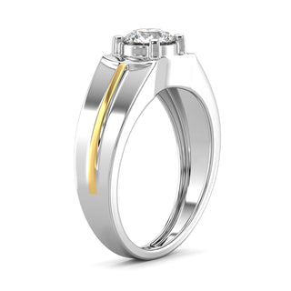 Crownfire Diamond Solitaire Band for Men-White Gold