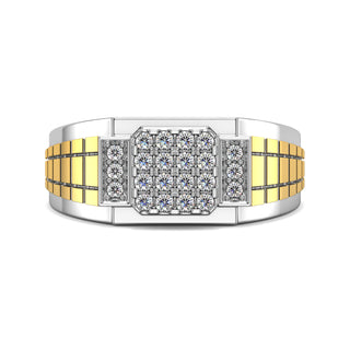 Beam Diamond Ring for Men-White Gold