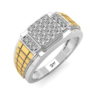 Beam Diamond Ring for Men-White Gold