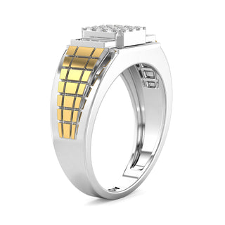 Beam Diamond Ring for Men-White Gold