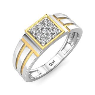 Signature Diamond Ring for Men-White Gold