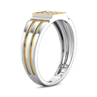 Signature Diamond Ring for Men-White Gold