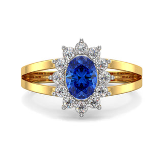 Oval Halo Blue Gemstone Ring