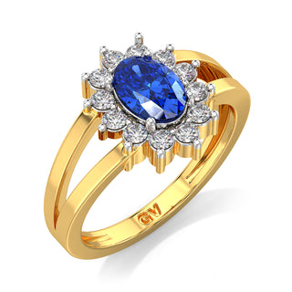 Oval Halo Blue Gemstone Ring