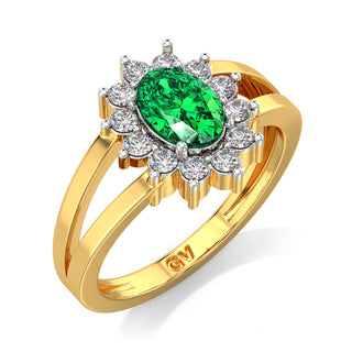 Oval Halo Green Gemstone Ring