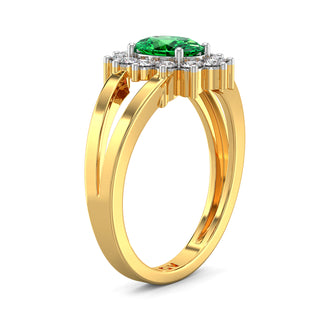 Oval Halo Green Gemstone Ring
