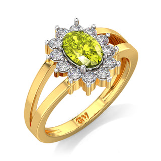 Oval Halo Yellow Gemstone Ring