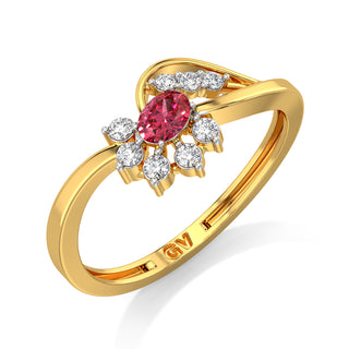 Crimson Petal Gemstone Ring