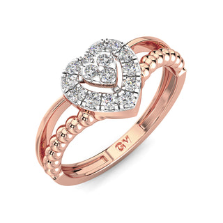 Endearing Heart Diamond Ring-Rose Gold