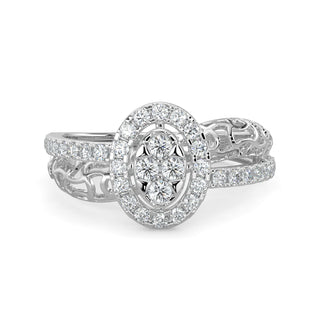 Elegant Oval Ring-White Gold