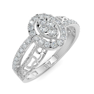 Elegant Oval Ring-White Gold