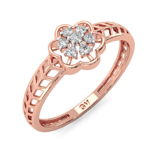 Orchid Charm Mesh Diamond Ring-Rose Gold