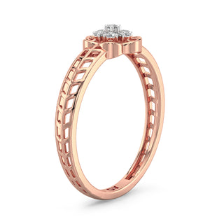Orchid Charm Mesh Diamond Ring-Rose Gold